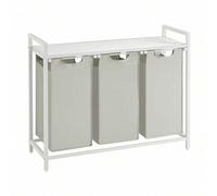 Shein Cesto para Ropa Sucia, Cesta Colada, 3 Bolsas Colada de Tela Oxford Extraíble y Desmontable, Estante, Marco Metálico, 3 x 38 L, 92,5 x 33 x 72 cm, Bla