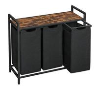 Shein Cesto para Ropa Sucia, Cesta Colada, 3 Bolsas de Tela Oxford Extraíble y Desmontable, Estante, Marco Metálico, 3 x 40 L, 92,5 x 33 x 72 cm, Negro Tint