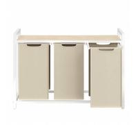 Shein Cesto para Ropa Sucia, Cesta Colada, 3 Bolsas de Tela Oxford Extraíble y Desmontable, Estante, Marco Metálico, 3 x 40 L, 92,5 x 33 x 72 cm, Beige Capu