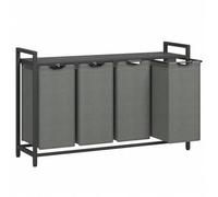 Shein Cesto para Ropa Sucia, Cesta Colada, 4 Bolsas Colada de Tela Oxford Extraíble y Desmontable, Estante, Marco Metálico, 4 x 40 L, 116 x 33 x 72 cm, Blan