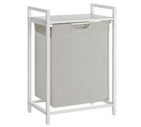 Shein Cesto para Ropa Sucia, Cesta Colada, Bolsa Colada de Tela Oxford Extraíble y Desmontable, Estante, Marco Metálico, 65 L, 50 x 33 x 72 cm, Blanco