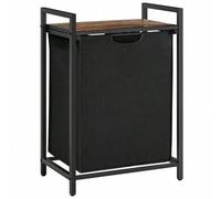 Shein Cesto para Ropa Sucia, Cesta Colada, Bolsa Colada de Tela Oxford Extraíble y Desmontable, Estante, Marco Metálico, 65 L, 50 x 33 x 72 cm, Negro y Marr