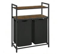 Shein Cesto para Ropa Sucia, Cesta Colada con 2 Bolsas Extraíbles, 2 Estantes, Bolsa Extraíble y Desmontable, 46 L por Bolsa, para Baño, Lavandería, Marrón