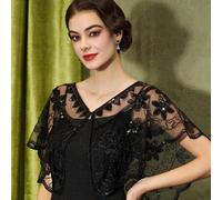 Shein Chal retro con lentejuelas y cuentas de los años 20, capa con flecos brillantes para mujer, adecuado para fiestas formales, bodas, Harlem Nights, Hall