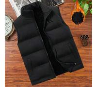 Shein Chaleco acolchado de corte holgado para hombre con parches de letras, forro térmico grueso, negro, prenda de abrigo, para otoño e invierno, tipo puffe
