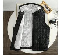 Shein Chaleco acolchado sin mangas de algodón grueso con estampado ultrasónico para adolescentes varones, invierno