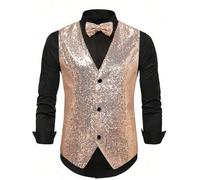 Shein Chaleco de lentejuelas para hombres para actuaciones en el escenario, adecuado para fotografía, presentación, canto
