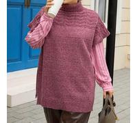 Shein Chaleco de punto de cuello alto informal de talla grande, blusas modestas de túnica de talla grande para mujeres, suéter para mujeres, Acción de Graci