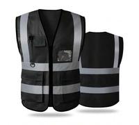 Shein Chaleco de seguridad reflectante de alta visibilidad con bolsillos y cierre delantero, amarillo neón, cumple con los estándares ANSI/ISEA