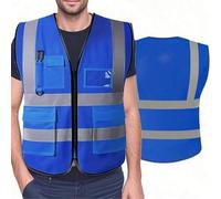 Shein Chaleco de seguridad reflectante de alta visibilidad en blanco XXXL, chaqueta de motocicleta, chaleco de seguridad fluorescente señal para hombres y m