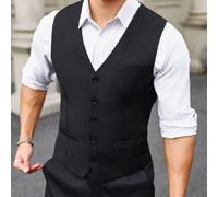 Shein Chaleco de traje de unicolor con hebilla ajustable para hombre, estilo de dinero antiguo
