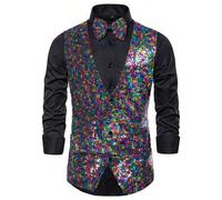 Shein Chaleco decorado con lentejuelas para hombres, adecuado para actuaciones en el escenario, fotografía, anfitriones, cantantes, maestros de ceremonias