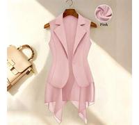 Shein Chaleco fino de verano para mujer, chaleco sin mangas con dobladillo asimétrico de gasa que ciñe la cintura y estiliza, para ir al trabajo, oficina, u