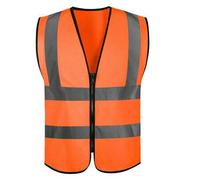 Shein Chaleco reflectante con cuatro estilos de cremallera, para sitio de construcción, saneamiento, tráfico, color amarillo con partes reflectantes, con mú