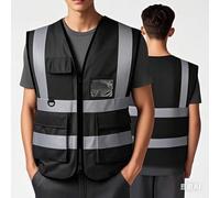 Shein Chaleco reflectante de alta visibilidad en blanco talla XXXL, chaqueta de seguridad para motocicleta, chaleco de señal fluorescente para hombres y muj