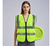 Shein Chaleco reflectante de alta visibilidad personalizado para seguridad laboral, construcción, tráfico, ciclismo al aire libre para hombres y mujeres