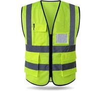 Shein Chaleco reflectante de alta visibilidad YUANVEST para hombres y mujeres, 5 bolsillos, bandas reflectantes de 5 cm, cumple con los estándares ANSI/ISEA