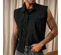 Shein Chaleco vaquero informal de un solo pecho con flecos para hombre