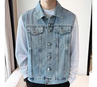 Shein Chaleco vaquero sin mangas para hombre, estilo casual, color claro, estilo urbano, adecuado para primavera/otoño