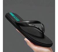 Shein Chanclas de verano para hombres, ¡best seller! Tiras negras con suela verde, sandalias tipo chancleta que combinan sencillez y personalidad, antidesli