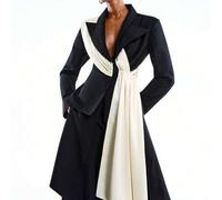 Shein Chaqueta blazer de manga larga con diseño de cinta de color contrastante para mujer