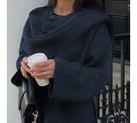 Shein Chaqueta casual de diseño francés con estilo de bufanda asimétrica y oversize, adecuada para ir al trabajo, volver al colegio, y estar a la moda en ot