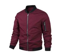 Shein Chaqueta casual de invierno para hombres de talla grande, chaqueta deportiva deunicoloro para primavera/otoño, uso diario, adelgazante, chaqueta bombe