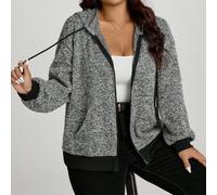Shein Chaqueta con capucha con cordón de moda y versátil para mujer talla grande, ideal para volver al colegio, maestras de Nashville, salir a comer, estilo