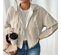 Shein Chaqueta con capucha de forro polar de patchwork 2 en 1 para mujer, para otoño e invierno, atuendos de otoño, viajes, minimalista, oficina, dinero vie