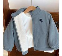 Shein Chaqueta con cuello alto y forro térmico para bebé niño/niña, azul, ropa de abrigo unisex para bebé, chaqueta con cremallera, ropa de invierno para be