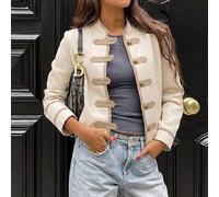 Shein Chaqueta corta estilo Napoleón para mujer, casual de calle, vintage urbana moderna, para ir al trabajo y vuelta al cole, estilo Old Money, versátil, c