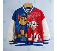 Shein Chaqueta de béisbol de ajuste holgado con gráfico de perro en bloques de color para niño, otoño/invierno