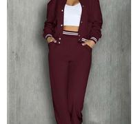 Shein Chaqueta de béisbol para mujer, ropa deportiva de unicolor, ropa deportiva con bolsillo, conjunto deportivo de 2 piezas para camping al aire libre, su