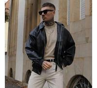 Shein Chaqueta de cuero casual y holgada para hombre, estilo "Old Money", para otoño e invierno, estilo grunge