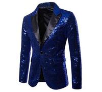 Shein Chaqueta de esmoquin con lentejuelas brillantes para hombre de talla grande, para bodas, maestros de ceremonias