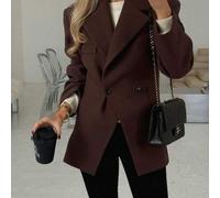 Shein Chaqueta de estilo blazer de longitud media y corte recto de estilo casual para mujeres, chaqueta ajustada de mezcla casual
