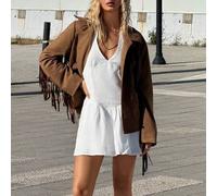 Shein Chaqueta de estilo occidental con flecos, decoración de moda casual de otoño de estilo chic de calle para mujer en estilo boho country del año 2000