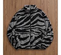 Shein Chaqueta de forro polar con estampado de cebra de moda para hombre, otoño/invierno