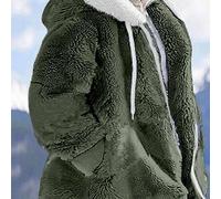 Shein Chaqueta de manga larga con cuello de piel de contraste de unicolor para mujer talla grande, para el Día de Acción de Gracias, invierno