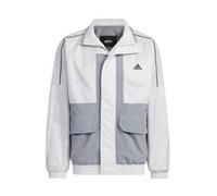 Shein Chaqueta de manga larga holgada con estampado de letras y bloques de color adidas M Word Outdoor Leisure CY Unisex Gris