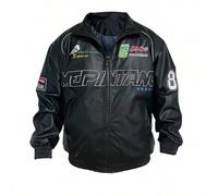 Shein Chaqueta de PU americana para hombre, ropa de invierno y otoño para motocicleta tipo piloto, marca de Hiphop, top holgado y guapo.
