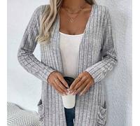 Shein Chaqueta de punto con bolsillo de vuelta de manga larga, unicolor con rayas en la axila, nueva exportación transfronteriza de otoño/invierno a Europa