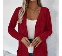 Shein Chaqueta de punto con bolsillo de vuelta y rayas en las axilas, unicolor, de manga larga, nueva exportación transfronteriza a Europa y América para ot