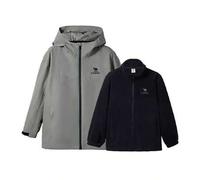 Shein Chaqueta desmontable para niños 3 en 1 a prueba de viento, impermeable y cálida para niños y niñas de montañismo