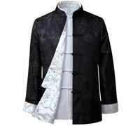 Shein Chaqueta estilo chino para hombre con estampado de dragón, traje de kung fu chino, disfraz de Año Nuevo chino, chaqueta hanfu china para hombres
