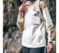 Shein Chaqueta Impermeable Con Capucha Y Bolsillos Para Lluvia, Bloque De Colores, Para Mujeres, Para Actividades Al Aire Libre, Camping, Senderismo Y Uso D