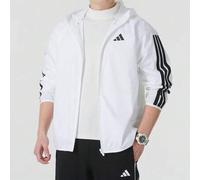 Shein Chaqueta para hombre Adidas 2025 Nueva deportiva casual básica minimalista de moda con 3 rayas, con capucha y cortavientos JF3682