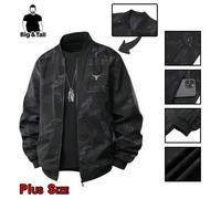 Shein Chaqueta para hombre talla grande, ropa exterior casual y ligera, camisa holgada talla grande, adecuada para viajes, cuello de béisbol, chaqueta bombe