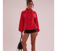 Shein Chaqueta tipo gabardina corta para mujer, casual para ir al trabajo, con cuello alto pequeño, hombros fruncidos, color marrón café, tejido con bolsill