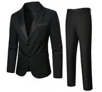 Shein Chaqueta y pantalón de traje de boda de manga larga de solapa única, estilo "Old Money"